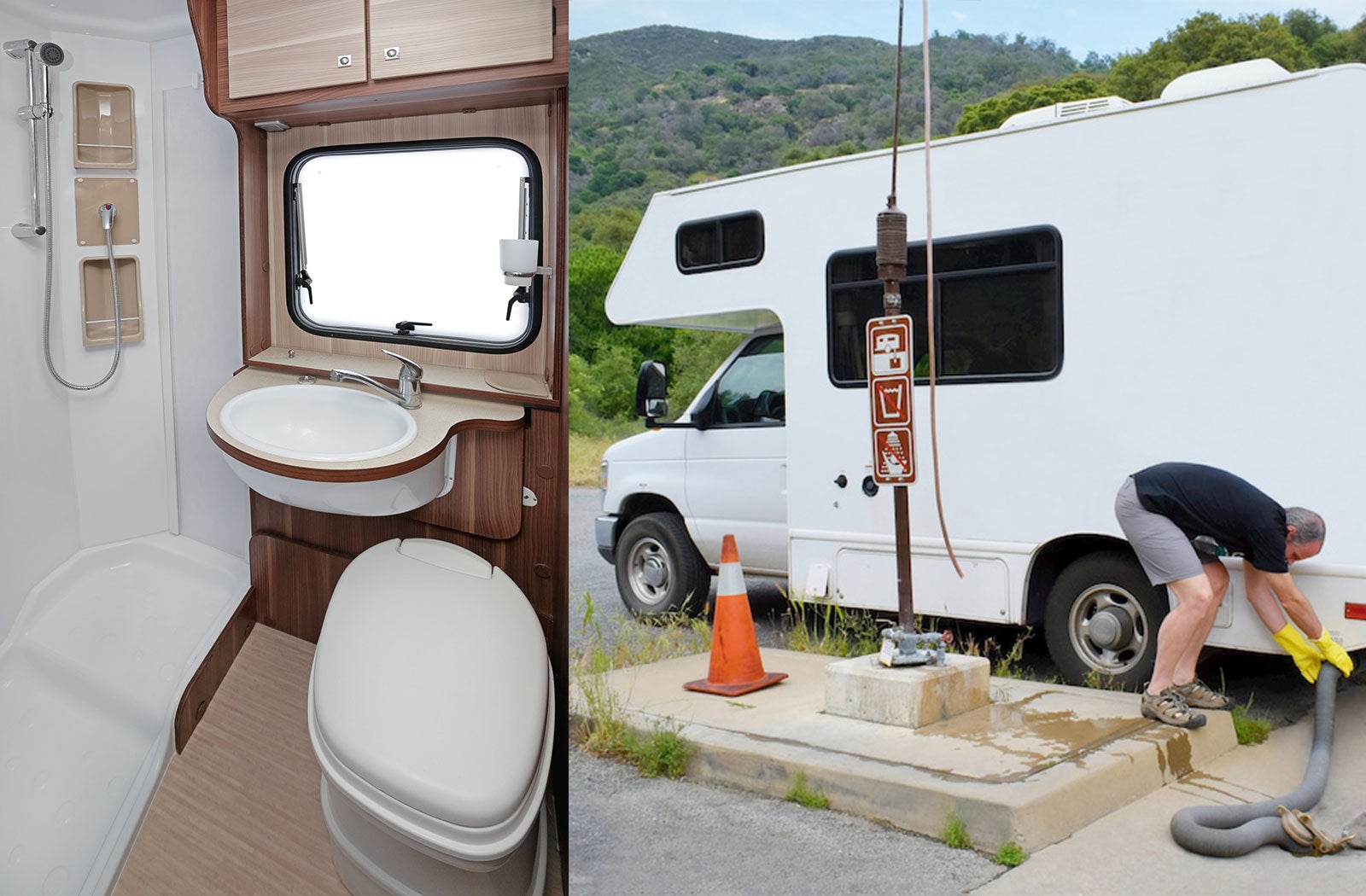 Portable RV/camper toilet and holding tank setup in Roanoke Rapids, North Carolina